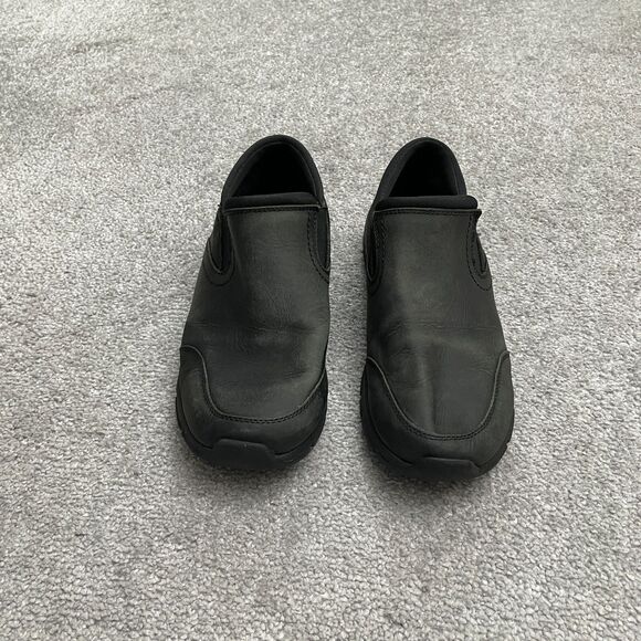 Lands' End All Weather Suede Leather Slip On Moc Shoes Womens 7.5B Black Green - Picture 1 of 12